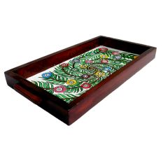 Floral Design Painting Wooden Tray