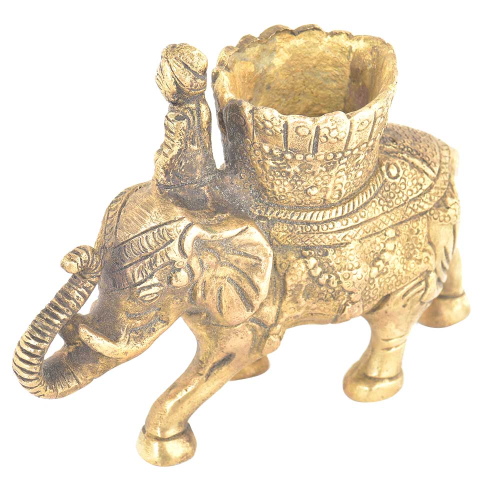 Vintage Brass Elephant Candle Holder
