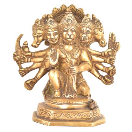 Panchmukhi Standing Brass Hanuman Statue
