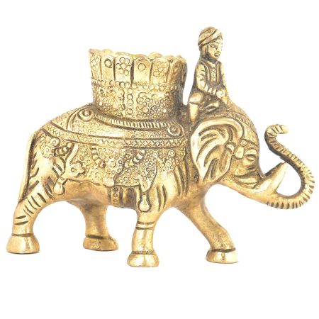 Vintage Brass Elephant Candle Holder 