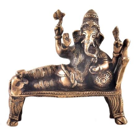 Brass Idol Resting Ganpati Figurine
