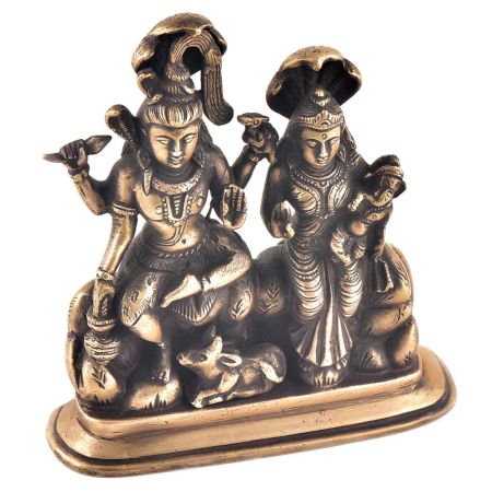 Vintage Brass Shiva Family Statue