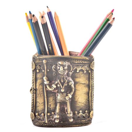 Tribal Brass Pen Pencil Holder
