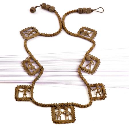 Tribal Figurine Pendent Necklace Brass Chain