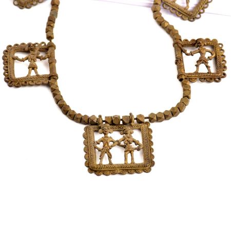 Tribal Figurine Pendent Necklace Brass Chain