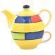 Yellow Colorful Design Ceramic Cup With Kettle Set