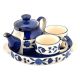Blue Pottery Tea Set With Tray
