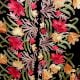 Black Semi Pashmina Stole With Red and Yellow Flower Embroidered Border