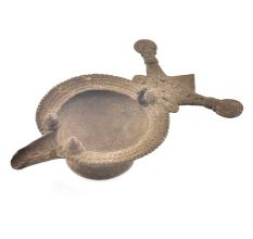 Vintage Hand Carved Unique Brass Oil Lamp