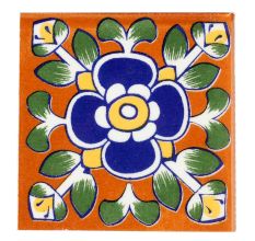 Navy Blue Ceramic Floral Tiles