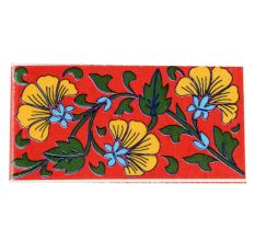 Yellow Flower With Forest Green Leaf Ceramic Tiles