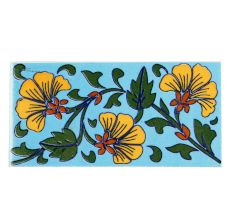 Turquoise Base Yellow Flower Ceramic Tiles