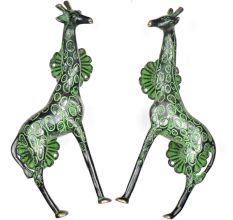 Brass Green Patina Giraffe Door Handle