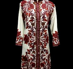 Designer Collection Jackets Sami Pashmina Fabric In Red & White