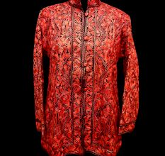 Designer Collection Jackets Short Sami Pashmina Fabric In Red