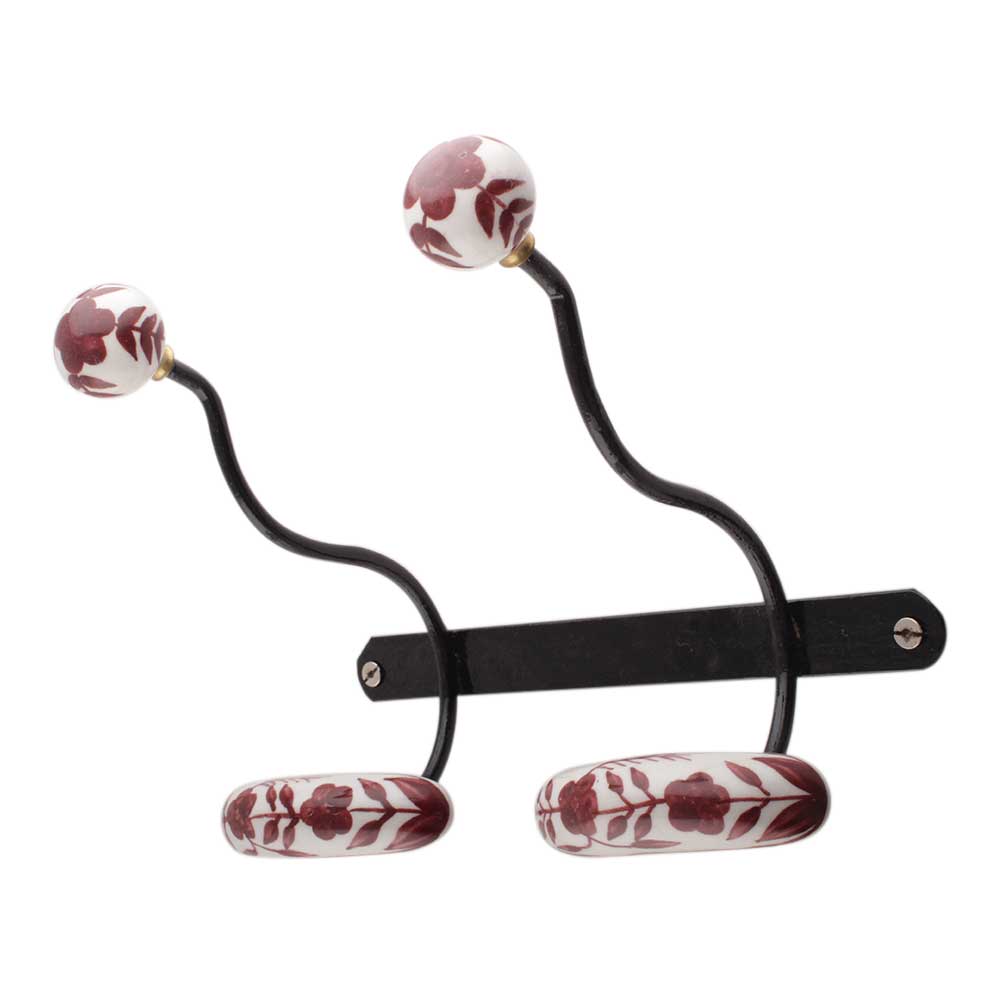Cherry Hat And Coat Ceramic Flower Iron Hooks