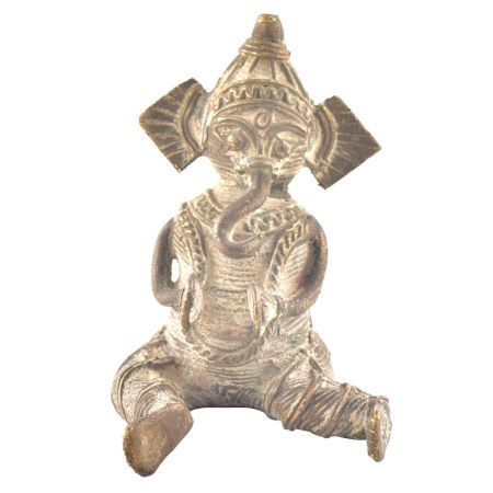 Tribal Brass Sitting Musician Ganesha Statue