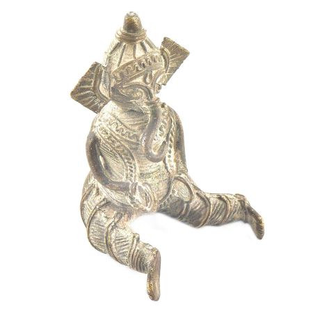 Tribal Brass Sitting Musician Ganesha Statue