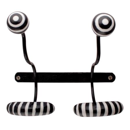 Hat And Coat Striped Ceramic Hooks