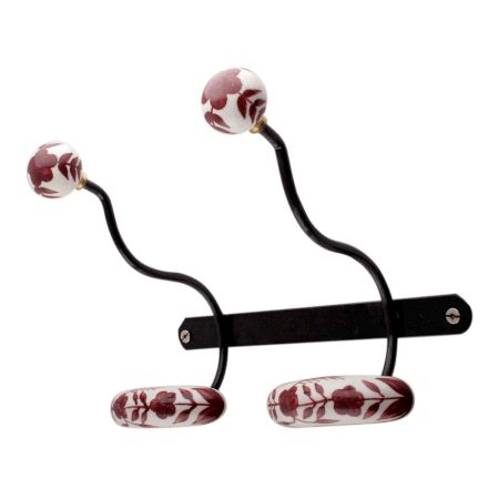 Cherry Hat And Coat Ceramic Flower Iron Hooks