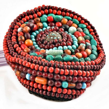 Tibetan Coral Beads Cap