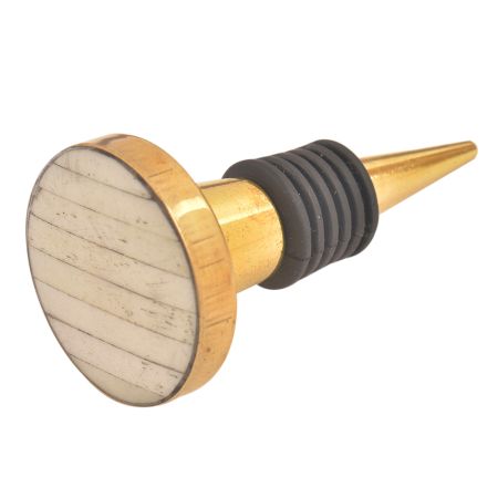 Cream Round Metal And Bone Wine Stopper