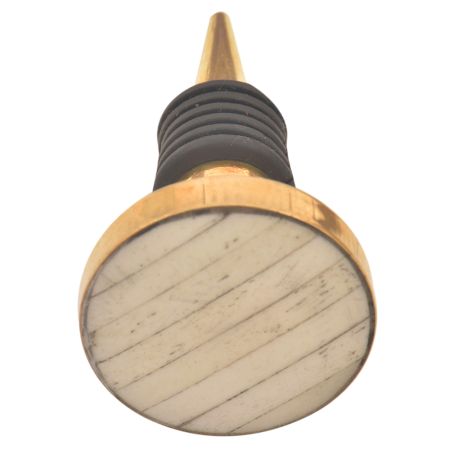 Cream Round Metal And Bone Wine Stopper