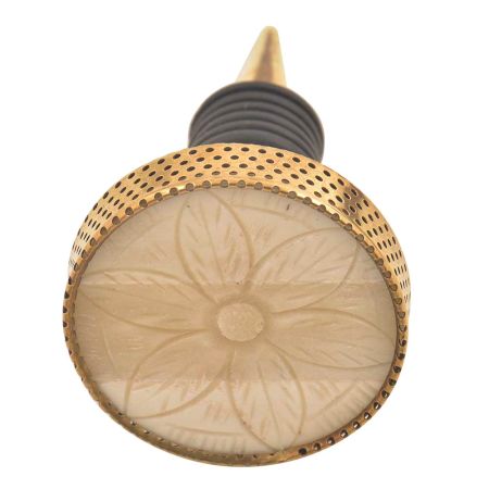 Round Cream Flower Metal And Bone Wine Stopper