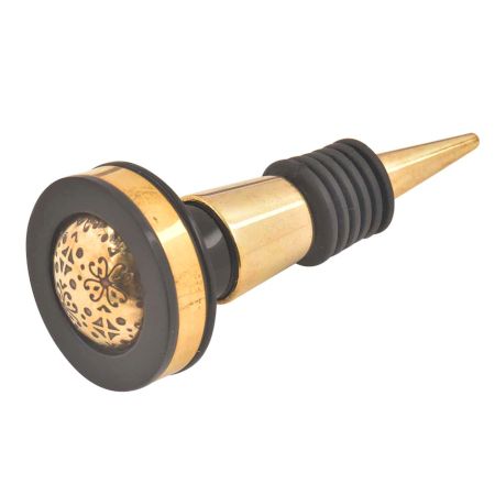 Black And Golden Brass Tiny Flower Resin Wine Stopper