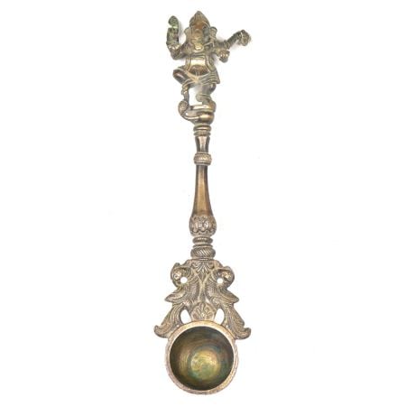 Brass Ganesha Figurine Havan Spoon