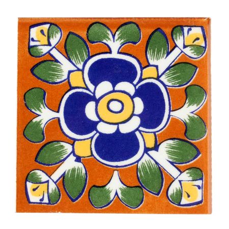 Navy Blue Ceramic Floral Tiles