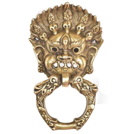 Brass Vajra Mahakala Buddha Head Door Knocker Ring
