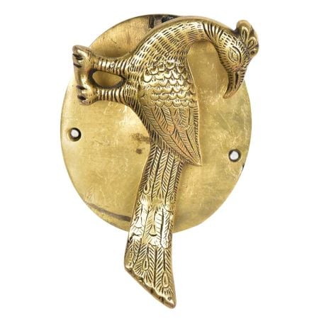Brass Carved Peacocok Statue Door Knocker