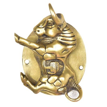 Brass Wild Bull Figurine Door Knocker