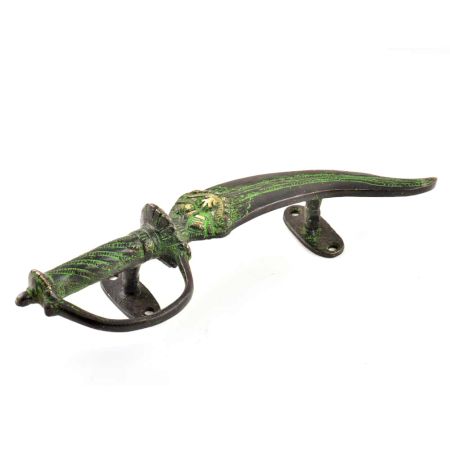 Brass Dagger Door Handle With Green patina