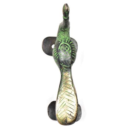Brass Green Patina Peacock Door Handle