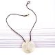 Star Engraved White Shell Pendant With Black Cord