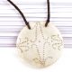 Star Engraved White Shell Pendant With Black Cord