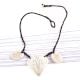 Engraved Figure 3 White Shell Necklace with Black Cord