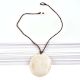 White Sea Shell Pendant Necklace With Black Cord