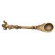 Brass Havan Holy Water Spoon With Leaves Krishna Finial