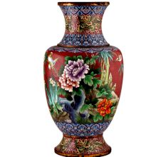 Red Handpainted Cloisonne Vase