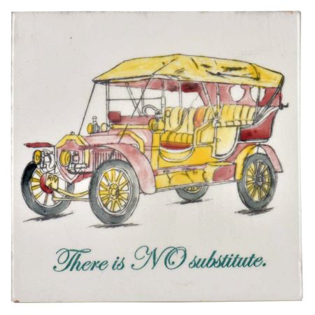 Yellow Hand Drawn Vintage Car sketch Ceramic Tile