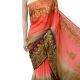 Orange Beige and Maroon Hand Embroidered Georgette Sari