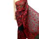 Black Red Floral Embroidered Georgette Sari