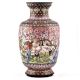 White Cloisonne Vase w/CRANES & Flower Blossoms