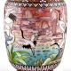 White Cloisonne Vase w/CRANES & Flower Blossoms