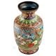 Blue Cloisonne Vase w/CRANES & Flower Blossoms
