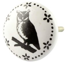 Owl Ceramic Flat Knobs