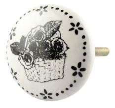 Rose In Bucket Ceramic Flat Knobs